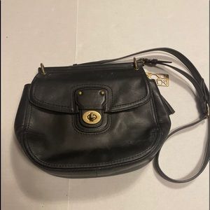 Coach handbag black gold lock and pockets